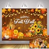 Happy Fall Y'all Backdrop 7x5ft Pumpkin Maple Leaves Thanksgiving Decor