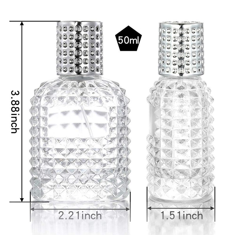 Luojery 2-Pack Refillable Clear Glass Fine Mist Empty Spray Perfume