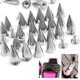 Nisorpa 100PCS Metal Studs Rivet Bullet Spike Cone Screw Punk Rock Style, Spikes for Clothes DIY Leather Craft(7X9.5mm)