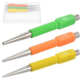 SPEEDWOX 3-Piece Kit Nail Punch Set Includes 1/32", 1/16", 3/32" Nail Setter, Nail and Center Punch Set Color Coded Nail Set Tool with Shock-Absorbing Grip Multicolor with A Storage Box