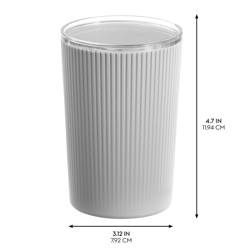 iDesign Small Bathroom Storage-Gray/Clear Fluted Canister