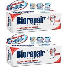 Biorepair: pasta dental "Fast Sensitive Repair" con microreparación, nueva fórmula – tubos de 75 ml (paquete de 2) [Importación italiana]