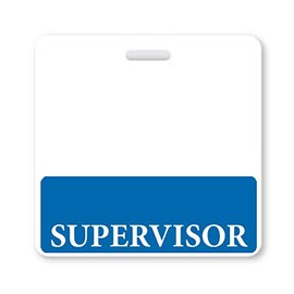 Supervisor Badge Buddy - Heavy Duty Horizontal Badge Buddies for Supervisors - Spill & Tear Proof Cards - 2 Sided USA Printed Quick Role Identifier ID Tag Backer by Specialist ID (5 Pack, Blue)