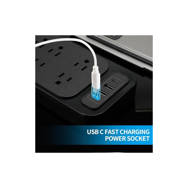 Sozomo Enchufe Plano,Multicontacto Regleta Extension Electrica con Protector Supresor de