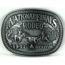 Hesston 1994 National Finals Rodeo Adult (3 3/4" x 3") Belt Buckle, New in Original Shrinkwrap