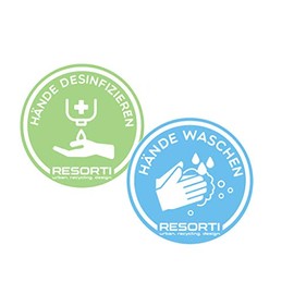 Resorti Sticker Set of 2 Symbol for Hygiene Instructions (Wash Hands & Disinfect Hands)