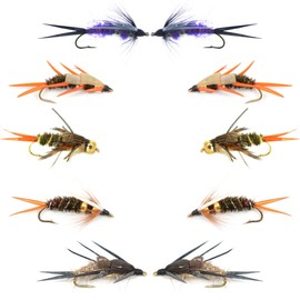 The Fly Fishing Place Basics Collection - Double Bead Head Nymph Assortment - 10 Wet Flies - 5 Patterns - Hook Size 14