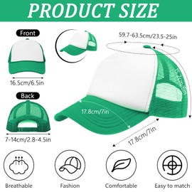 15 Pcs Unisex Sublimation Blank Mesh Trucker Hat DIY Adjustable Plain Polyester Baseball Caps Colored Summer Trucker Caps for Kids Embroidery Printing Outdoor Sports