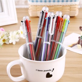 sencoo 7 pack 6-in-1 Multicolor Ballpoint Pen 6 Colors Transparent Barrel Ballpoint Pen for Office School Supplies Students Children Gift