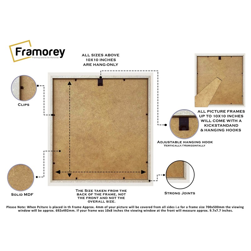 FRAMOREY White 30x30 Frame With Safe Shatterproof Styrene Front &