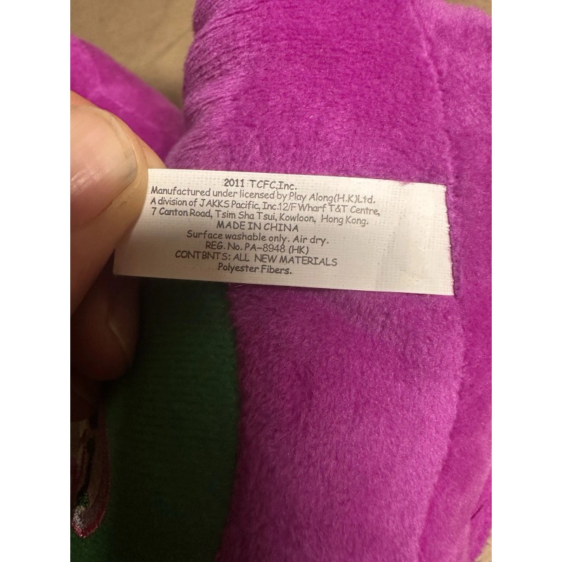 Lyons 2011 Singing Barney Purple Dinosaur Talking 11” Stuffed Plush
