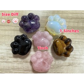 YATOJUZI Rose Quartz 1.5" Cat Paw Worry Stones for Anxiety Natural Crystals and Healing Stones Worry Stone Anxiety Relief Items Meditation Accessories Stress Relief Cat Gifts for Women Cat Lovers