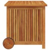 TREATLIFE HOME Patio Storage Box with Wheels, Solid Acacia Wood,