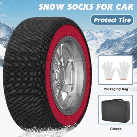 MOPHOTO Extra Large Antislip Snow Socks for Tires, Enhanced Traction Device for Cars SUVs Trucks, Alternative to Snow Chains for Winter Ice and Snow Driving, Durable Emergency Winter Accessory