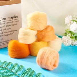 Bestewelry 1.23oz Wool Roving Yarn Orange Needle Felting Wool 7 Colors Soft Spinning Felting Wool Supplies for DIY Crafts Felting Blending Weaving Hand Spinning