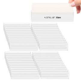 ZUFECY 52-Pack Self Adhesive Shelf Tag, Plastic Storage Label Holder Drawers File with Top Open, Self Adhesive Label Holders for Bookshelf Mailbox