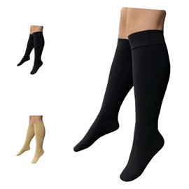 Ziperior Closed Toe 8-15 mmHg Compression Grade 0 Leg Shin Calf Ultra Soft Socks (Black, Large-X-Large)