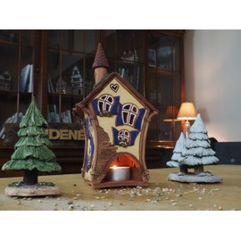 Midene Ceramic Art Tealight Candle Holder Room Decoration Handcrafted Collectible Miniature Aroma Light House Vincent's House Fantasy C63