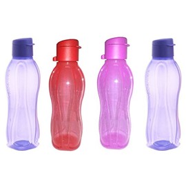 4 X Tupperware Eco Flip Top Water Bottle 500 ml (17 oz)