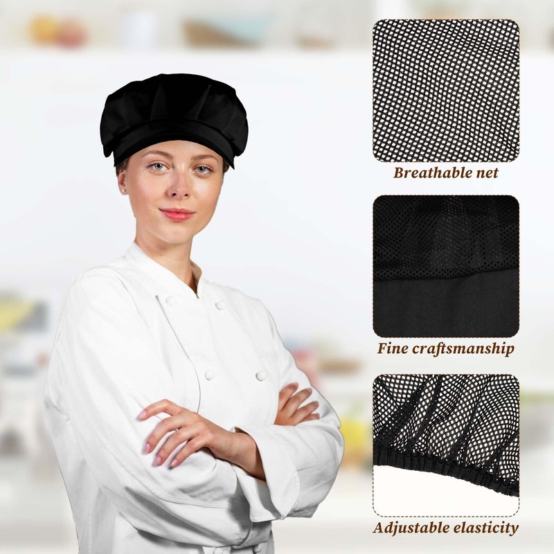 TIEOME Pack of 2 Unisex Elastic Cooking Hat Mesh Breathable