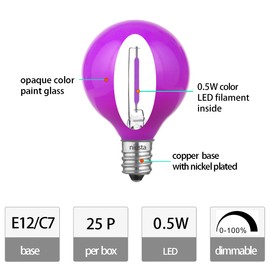 NIOSTA 25 Pack G40 Replacement Bulbs,120V LED Bulbs, for E12 Outdoor String Lights,Cermic Pink