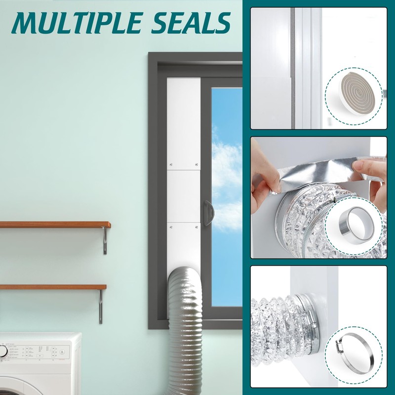 Daisypower Dryer Vent Window Kit, Adjustable Window Vent Kit with