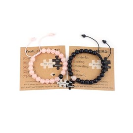 COLORFUL BLING 2Pcs Matching Puzzle Bracelts for Couples Natural Gemstone Bead Couples Bracelet Valentine's Day Bracelets for Him Her Healing Crystal Lover Gift-B
