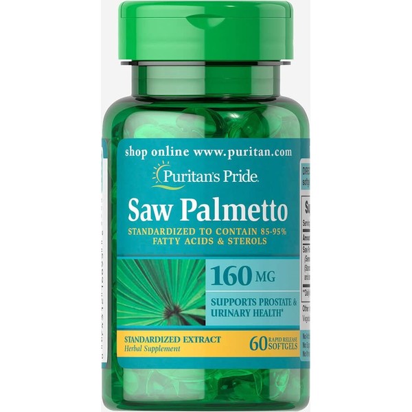 Puritans Pride Saw Palmetto Standardized Extract 160 mg Softgels, 60 Count