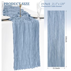 24 Pack Dusty Blue Cheesecloth Table Runner Gauze Table Runner 10FT Long Semi-Sheer Table Runner Boho or Rustic Wedding Table Decor for Wedding Decor Arch Draping Bridal Shower Holiday Party