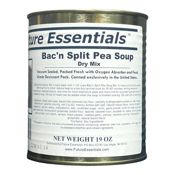 1 Can of Future Essentials Canned Bacon Split Pea Soup Dry Mix