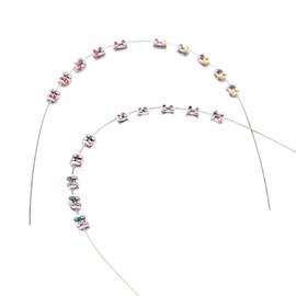 SEAVERRS 1 Pack Temporary dental decorations with metal wires, metal brackets and orthodontic ligatures, props for orthodontists to explain, props for dental students to practice. (Pink)