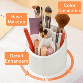 Zylkorb 360° Rotate Makeup Brush Holder Organizer, Makeup Organizers Countertop, Dustproof Beauty Brushes Storage Makeup organization and Skincare Storage for Vanity, Desktop, Bathroom