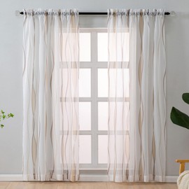 L.Z.E - Cortinas transparentes de gasa corta y color gris pardo de 63 pulgadas de longitud para sala de estar, juego de 2 paneles, cortinas y cortinas transparentes de gasa corta para recámara y