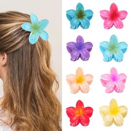 Xmart Pack of 8 Flower Hair Clips Non-Slip Flower Clip 8 Colours Large Hair Clip Colourful Grace Egg Flower Hair Claw Clips Can Be Used on Hair Styling Accessories for Women