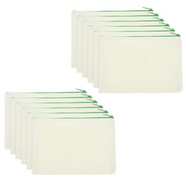 sourcing map Canvas Makeup Bags, 12 Pcs Travel Cosmetic Bags Bulk, Multipurpose Blank Toiletry Zipper Pouches Blank DIY Craft Bags Pencil Bag for Women Teens, Green