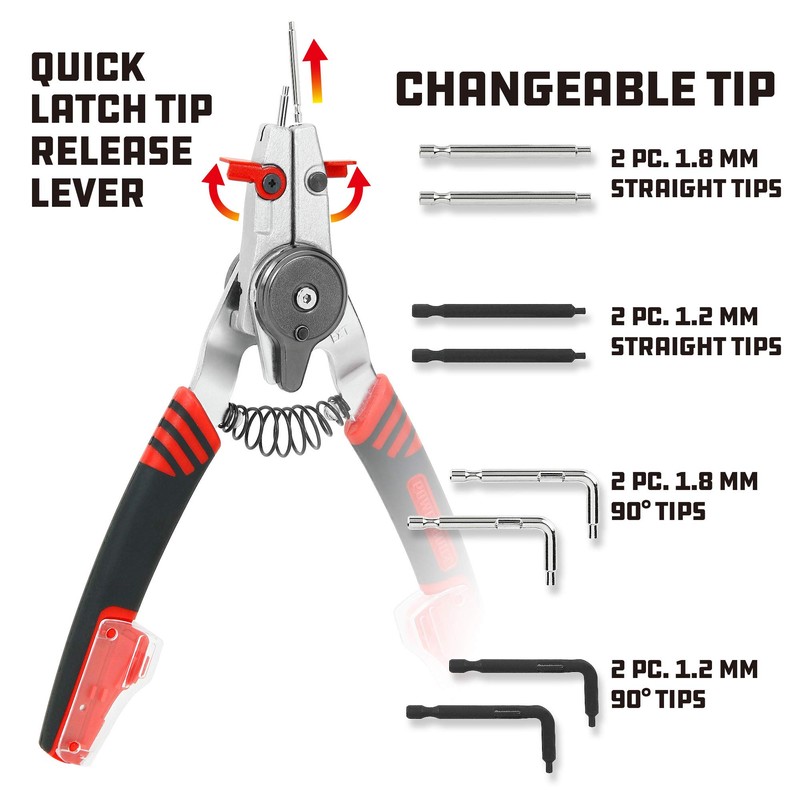 Powerbuilt Snap Ring Pliers with Combination Internal External Switch, Reversible,