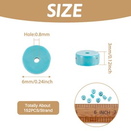 Craftdady 150Pcs 6mm Natural Stone Heishi Coin Disc Beads Flat Round Disk Gemstone Loose Beads Turquoise Color for Jewelry Craft Necklace Bracelet Making Hole: 1mm