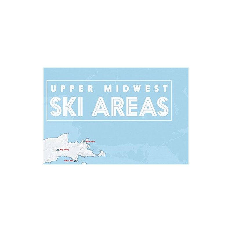 Upper Midwest Ski Resorts Map 24x36 Poster (White & Light
