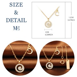 MicLee Women's girl's Necklace pendant, 925 Sterling Silver necklace, Fashion letter diamond necklace, Gold the letter C necklace pendant, Inlaid zircon, beautiful and shining pendant