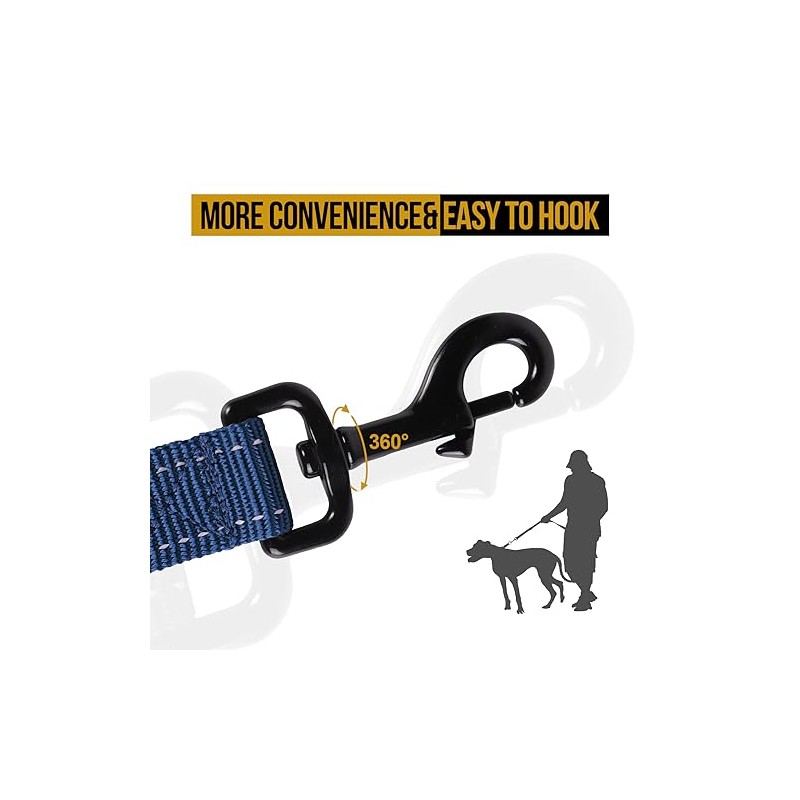 OneTigris Correa para Pasear Perros Antijalón, Doble Mango Acolchado, 1.2m