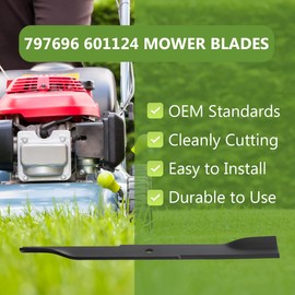 797696 601124 High Lift Mower Blades Set for Hustler 54" Mower, Replaces 797704 797712 601012 601013 602416, Compatible with Raptor SD Fastrak Super Z Series (3PACK)