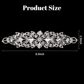 URROMA Sliver Rhinestone Flower Applique, 1 Piece Crystal Applique Embellishment Crystal Patch for Wedding Dress Bridal Shoe Bag Decor DIY Supplies
