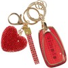 Rislobx Fit for Chevy Key Fob Cover with Diamond Keychain, Car Key Case Protector with Heart Shape Key Chain for Volt Bolt Spark Equinox Traverse Trax (4 Buttons Red)