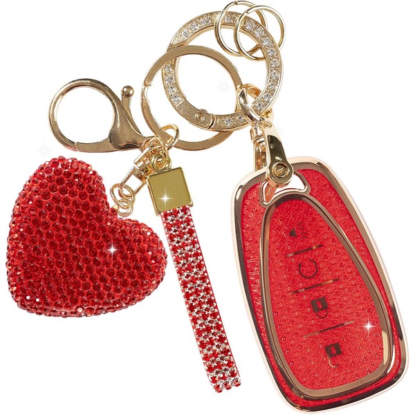 Rislobx Fit for Chevy Key Fob Cover with Diamond Keychain,