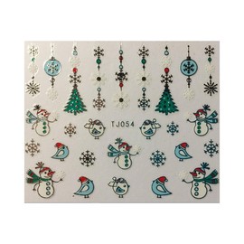 Gold and Silver Christmas Trees Snowflakes Bauble Bird Nail Art Stickers Tj054 Silver Nail Wraps Art Stickers Manicure Supplies for Women for Home Nails Full Long Lasting Easy Apply and Remove