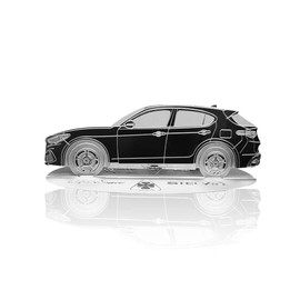 4R Quattroerre.it Alfa Romeo Stelvio Stainless Steel Engraved Silhouette Model