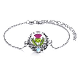 Scottish Thistle Bracelet Sterling Silver Scottish Celtic Knot Bracelet Scottish Thistle Jewellery Gifts for Women, Sterling Silver, not known