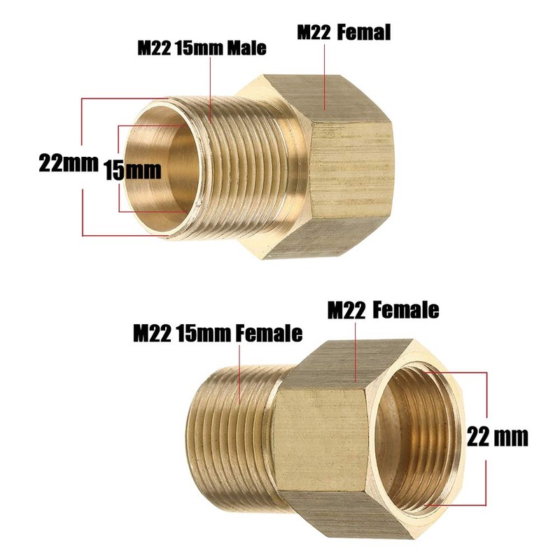Stone Banks Brass High Pressure Washer Coupler, Metric M22 15mm