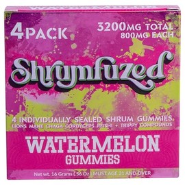Shrumfuzed - Proprietary Nootropic Gummy 8000mg - Lion's Mane, Reishi, Chaga, and Cordycep Nootropic Tripee Mushroom Blend (4, Watermelon)