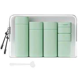 Suteng Travel Bottles for Toiletries, 5 Pack Travel Size Containers, TSA Approved Leak Proof - Silicone Toiletry Containers with Clear Bag for Shampoo, Conditioner & Lotion, Travel Essentials (Green)